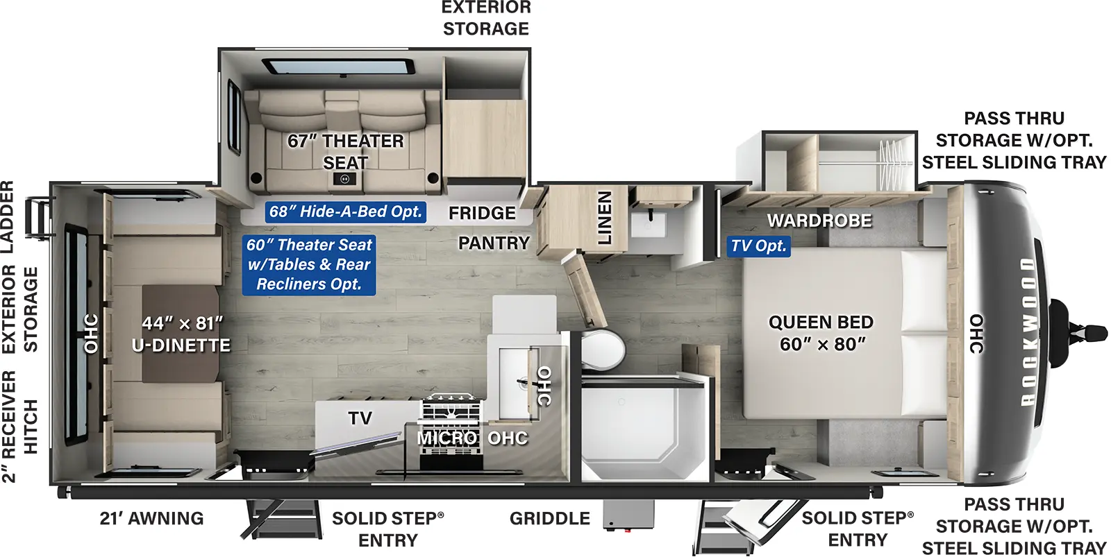 Rockwood Ultra Lite Travel Trailers 2618RD Floorplan